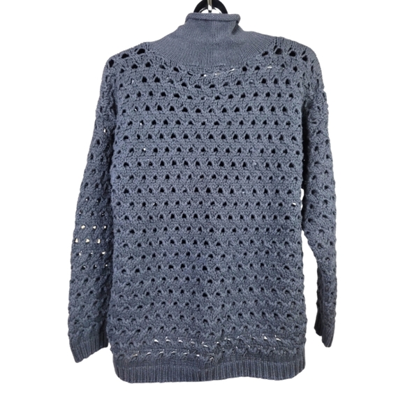 Neiman Marcus Oversized Mock Turtleneck Crochet Sweater/Tunic - Picture 2 of 10